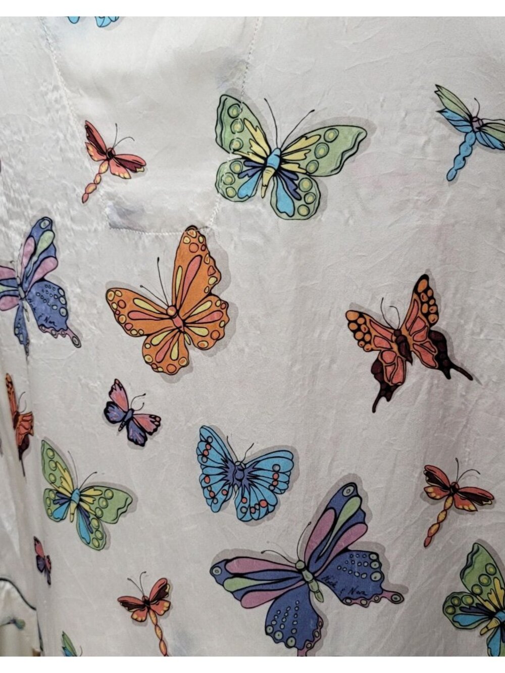 Vintage Nick & Nora 100% Silk Butterfly Print Pajama Set XL - Picture 11 of 12